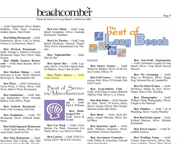 Coast Tickets in the Beachcomber 2012