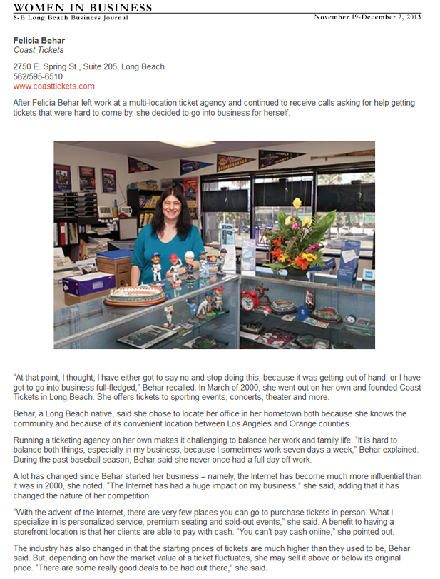 Long Beach Business Journal - Women in Business 2013